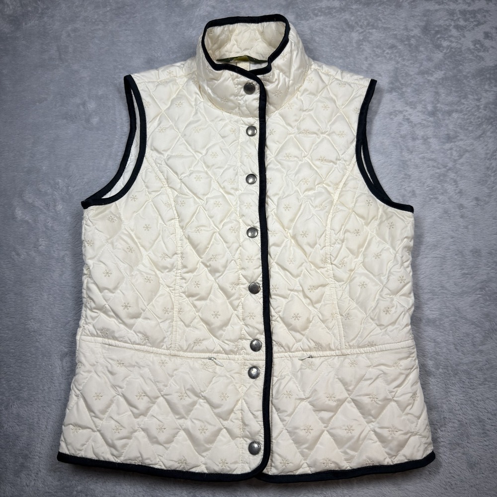 Eddie Bauer Vest Womens Small Quilted Goose Down‎ 650 Fill Puffer Embroidered